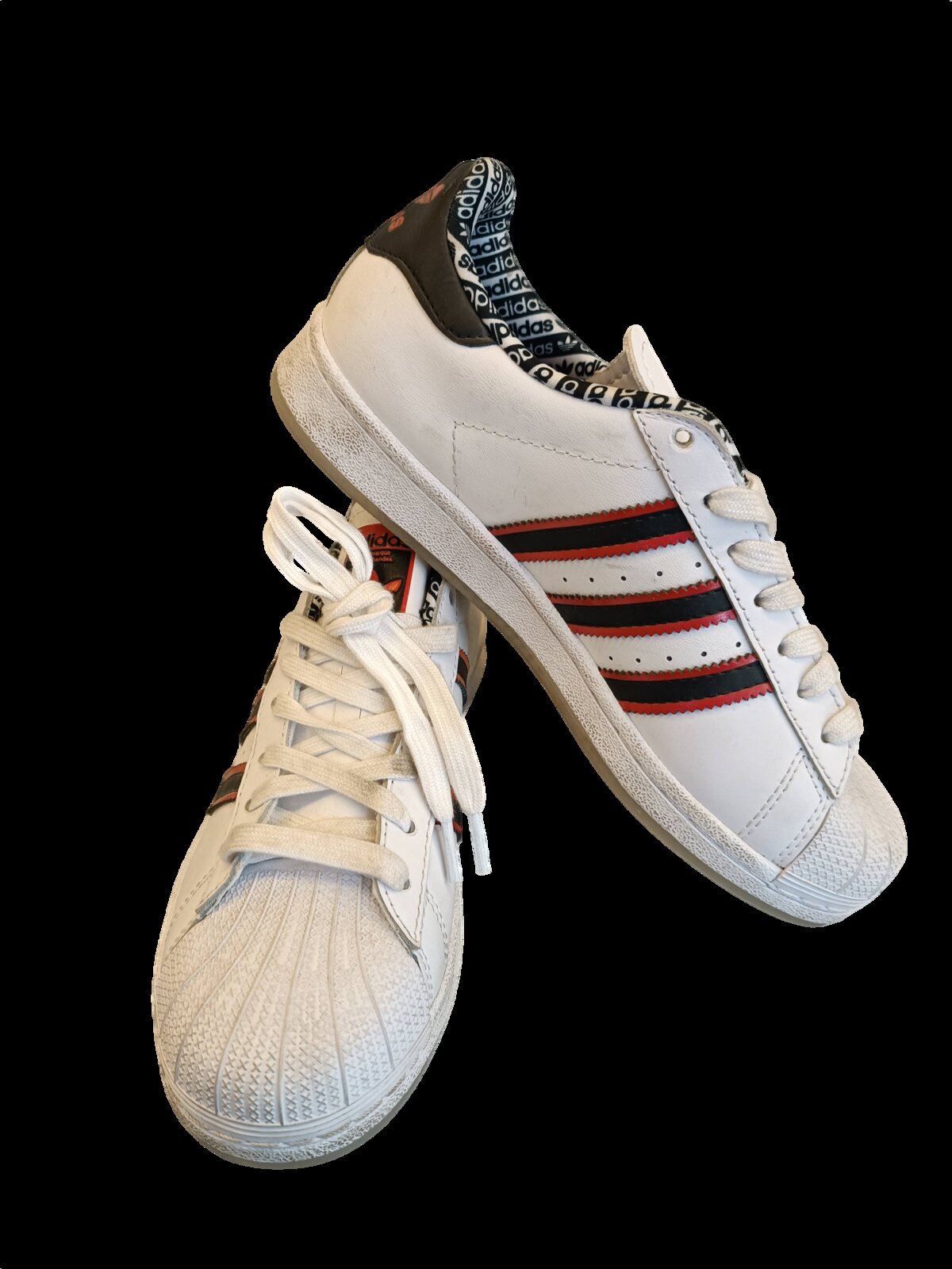 Adidas Superstar Beyaz Kırmızı Siyah Şeritli Spor Ayakkabı