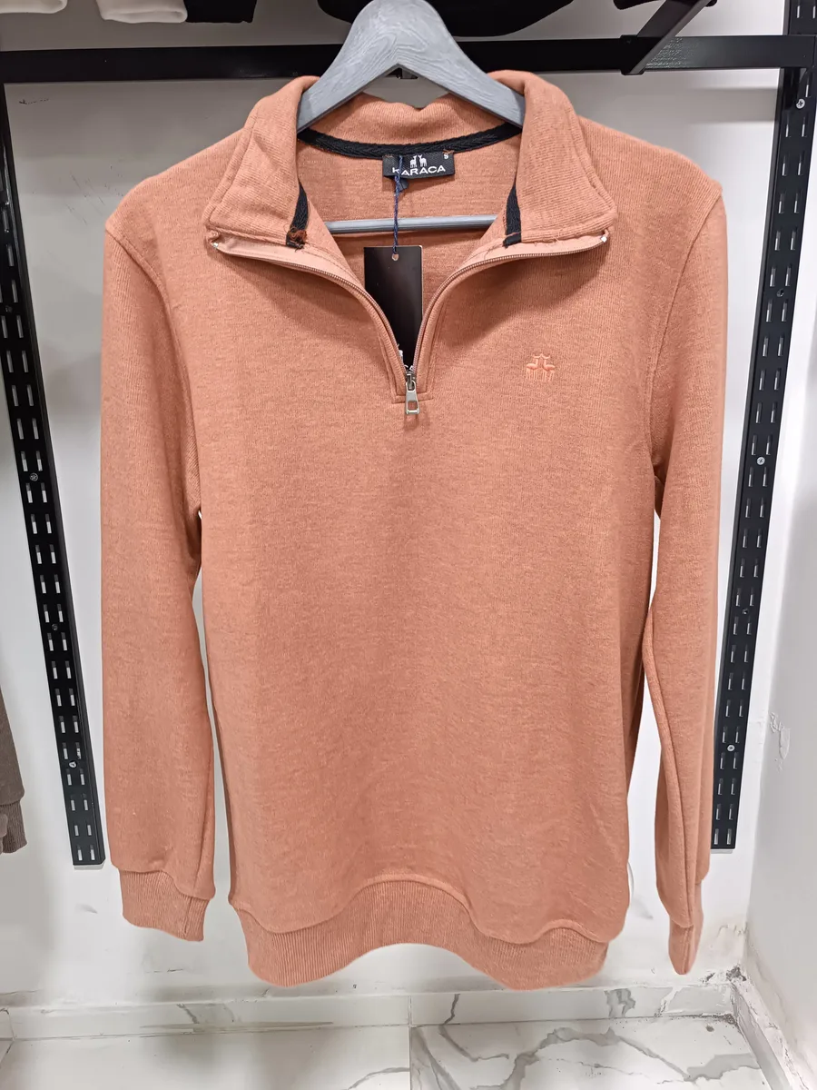 Karaca Marka Mercan Rengi Yarım Fermuarlı Sweatshirt