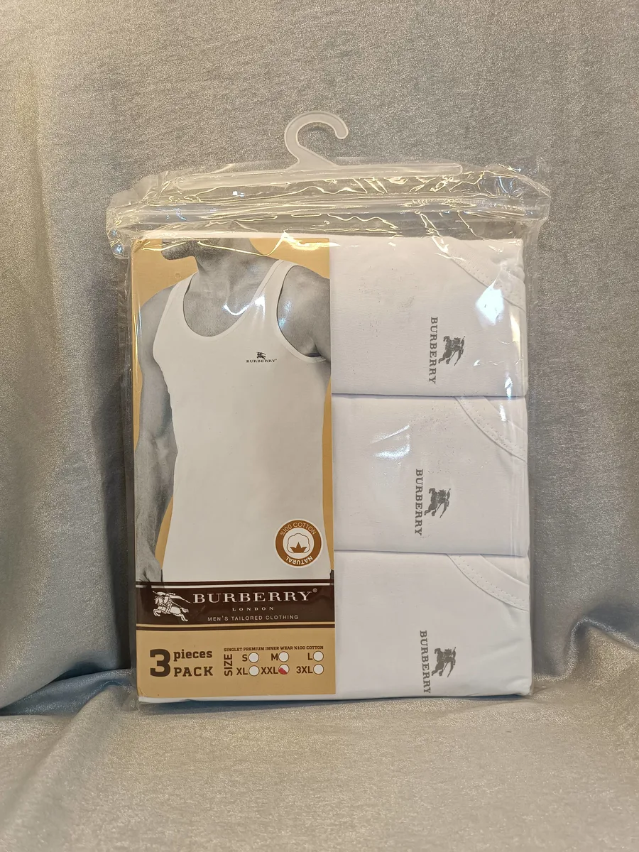 Burberry London Erkek Premium Pamuklu Atlet 3'lü Paket 2XL