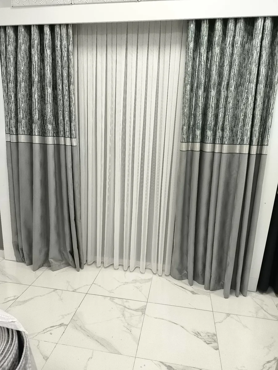 Modern Gri Renkli Dekoratif Perde Takımı - Salon/Yatak Odası Için