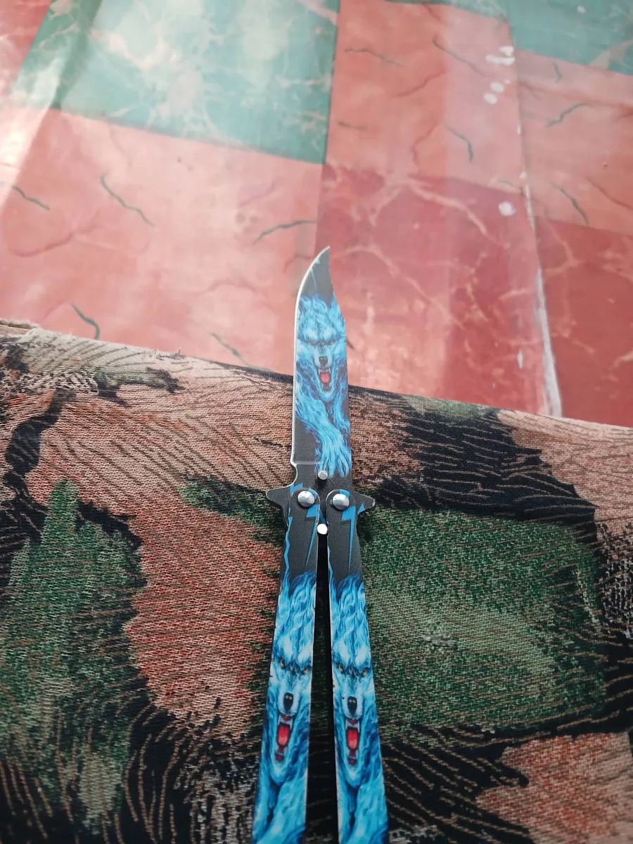 Mavi Desenli Çelik Katlanır Çakı - Kamp ve Outdoor Kullanımı