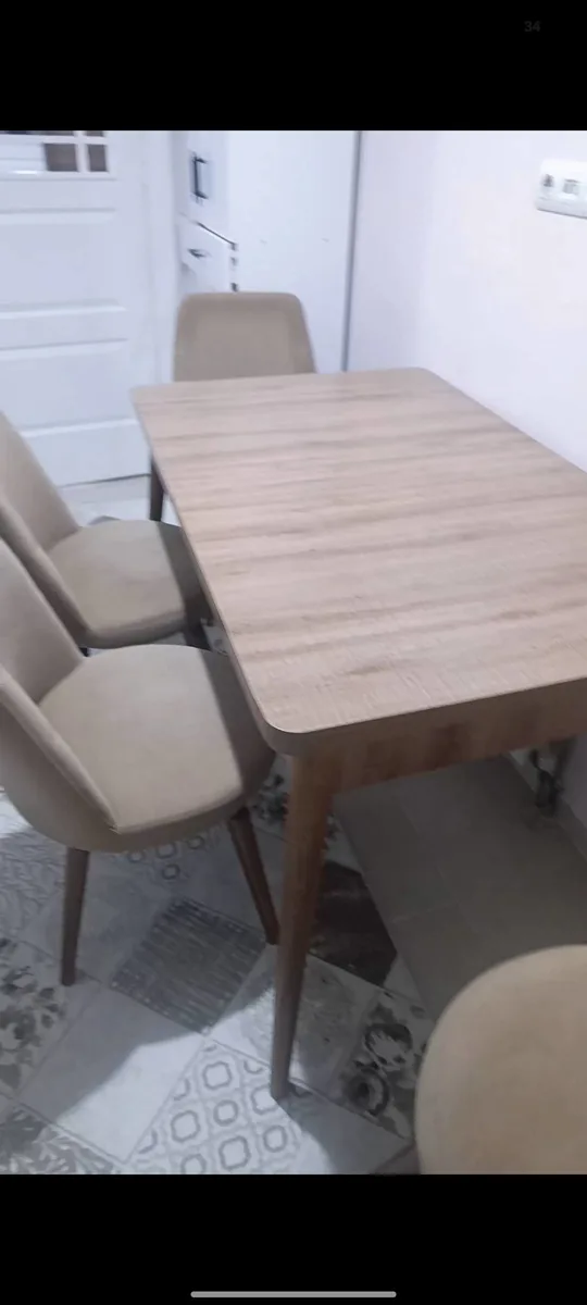 Modern Tasarım Ahşap Yemek Masası 4 Kişilik Sandalye Seti