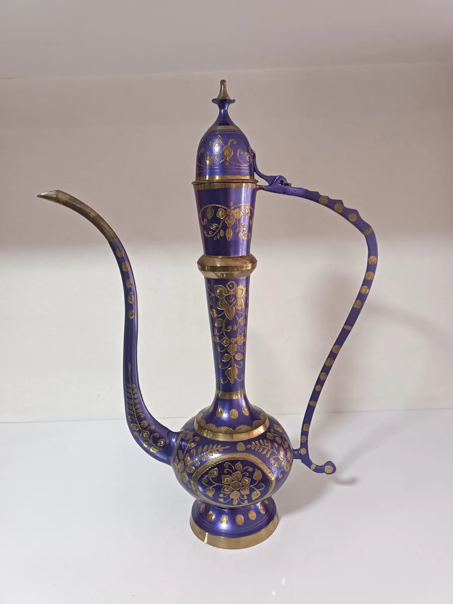 Antika Osmanlı Emaye İbrik - Mor Altın İşlemeli