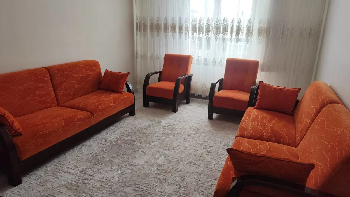 Salon Takımı 3+1+1 Kanepe Koltuk Seti - Kahverengi Kumaş