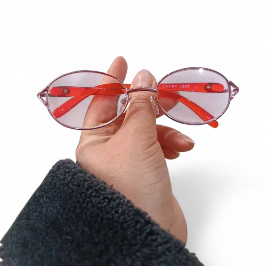 Kırmızı Renkli Metal Çerçeve Optik Gözlük - Library 4380 Modeli