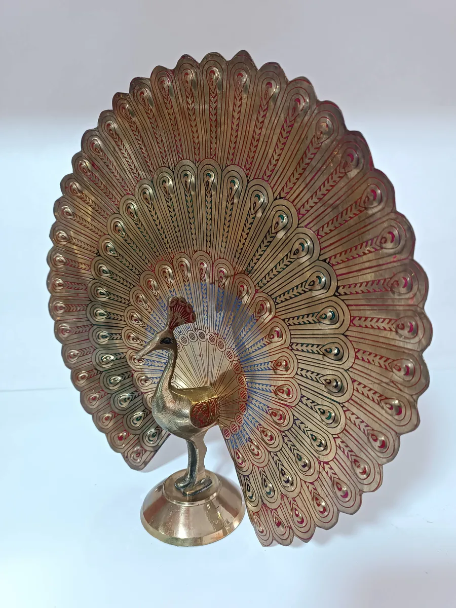 Antik Pirinç Tavus Kuşu Figürü - El Sanatı Dekorasyon