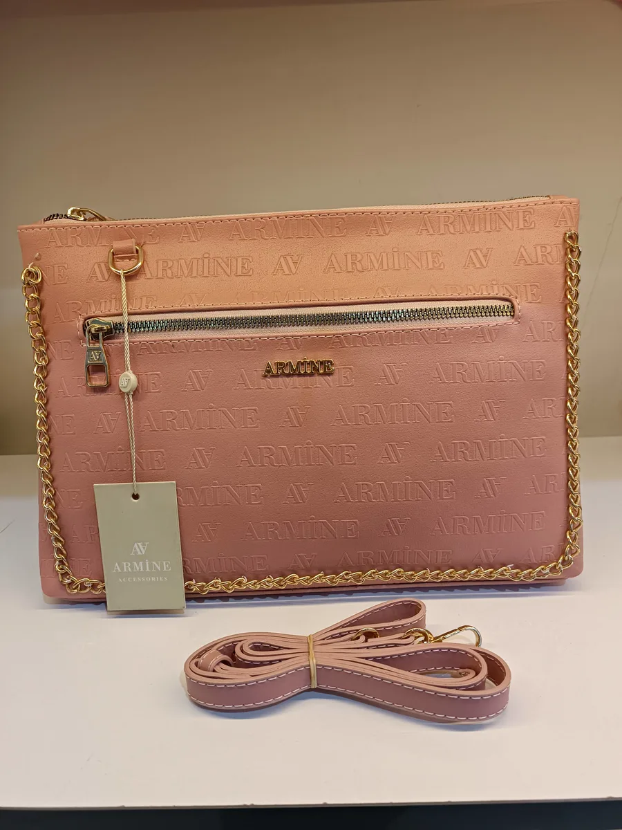 Armine Pembe Zincir Askılı Clutch Çanta