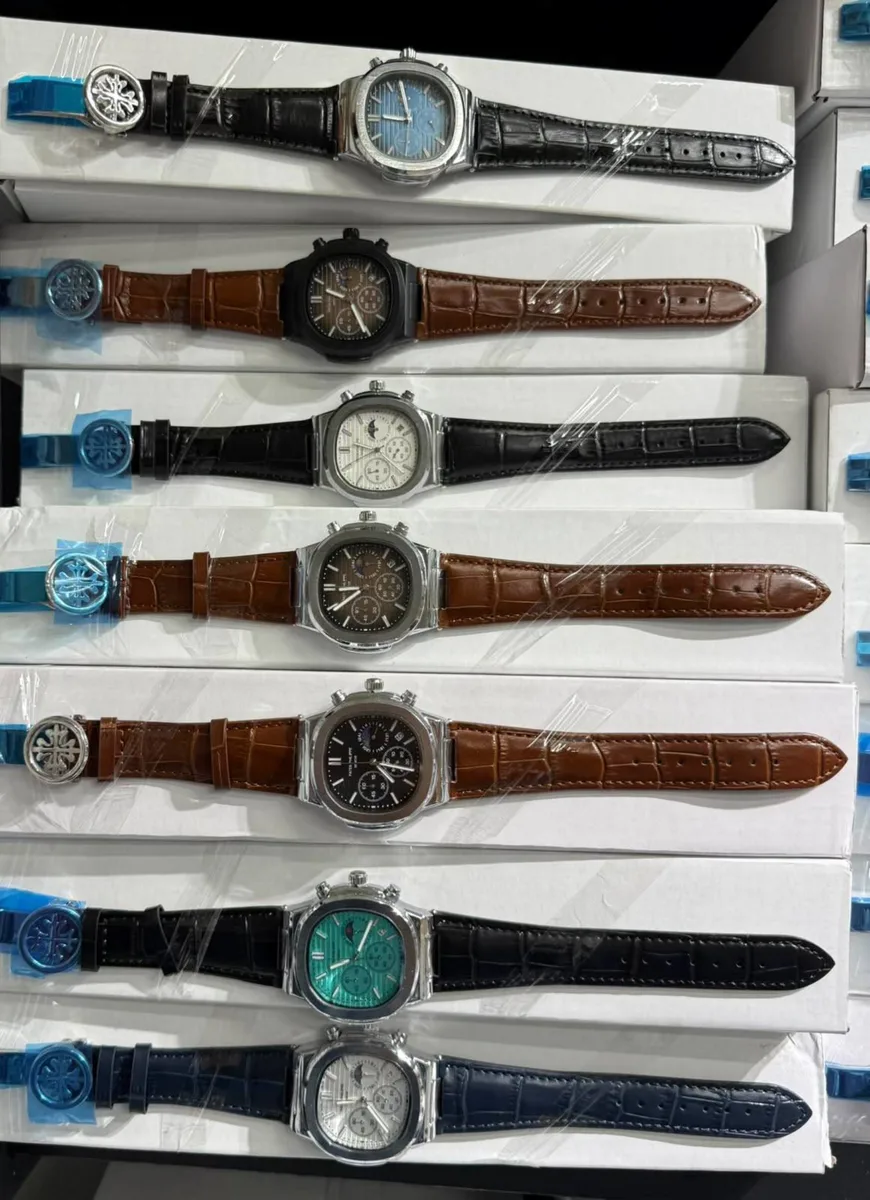 Vintage Chronograph Erkek Kol Saati Seti - Deri Kayış - 7 Farklı Model