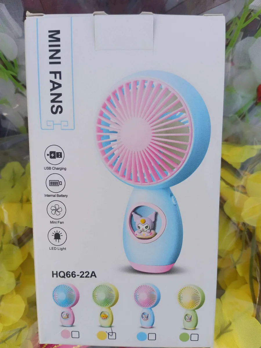 Taşınabilir Mini Fan Seti - Yeşil ve Mor Renk