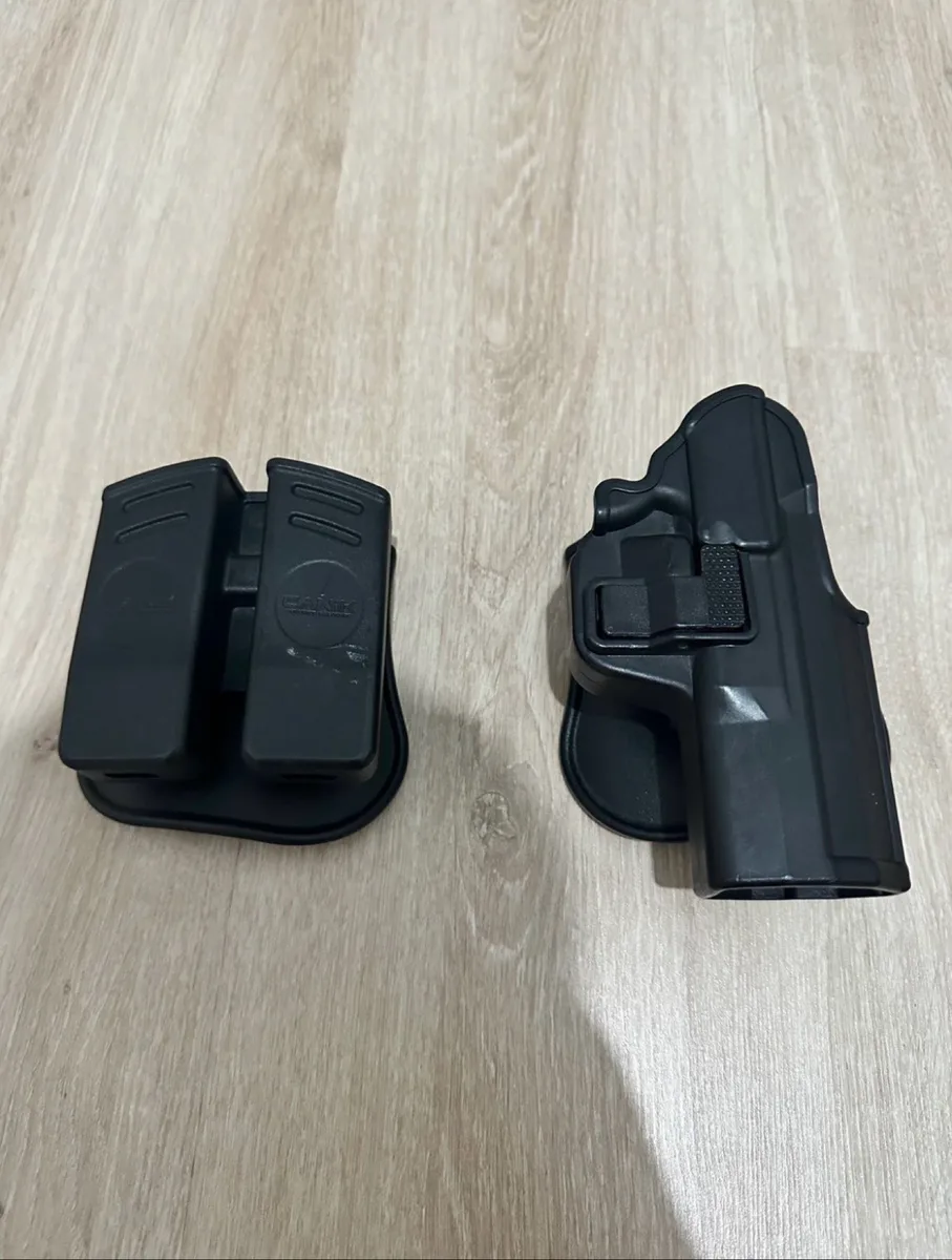 Siyah Tabanca Kılıfı ve Çift Şarjör Poşeti - Taktik Aksesuar