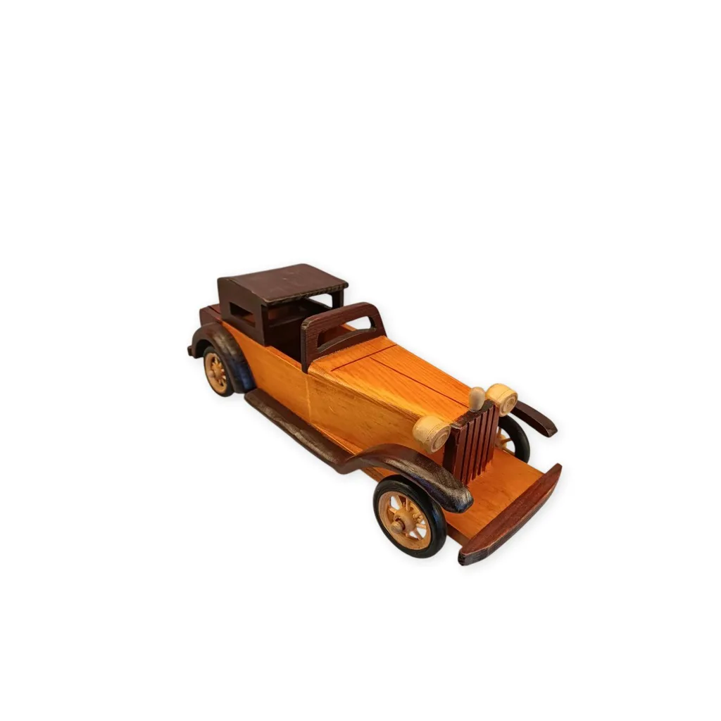 Handmade Wooden Vintage Jeep Model - Antique Style Collectible Toy Car