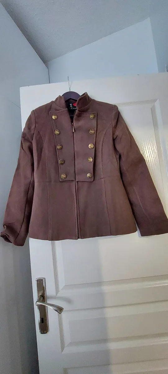 Kadın koyu vizon Blazer Ceket Altın Düğmeli Formal