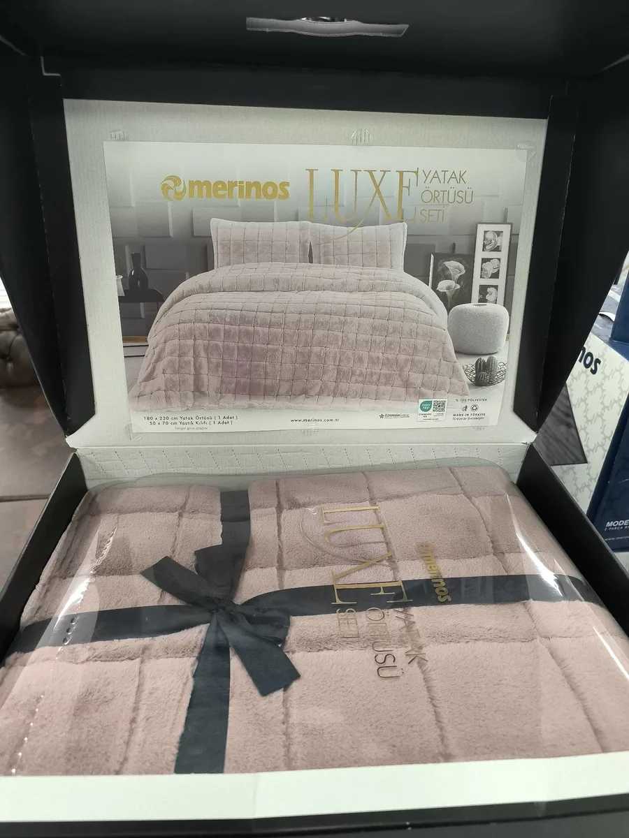 Merinos Luxe Yatak Örtüsü Seti tek kişilik  - Pudra Pembe Renk