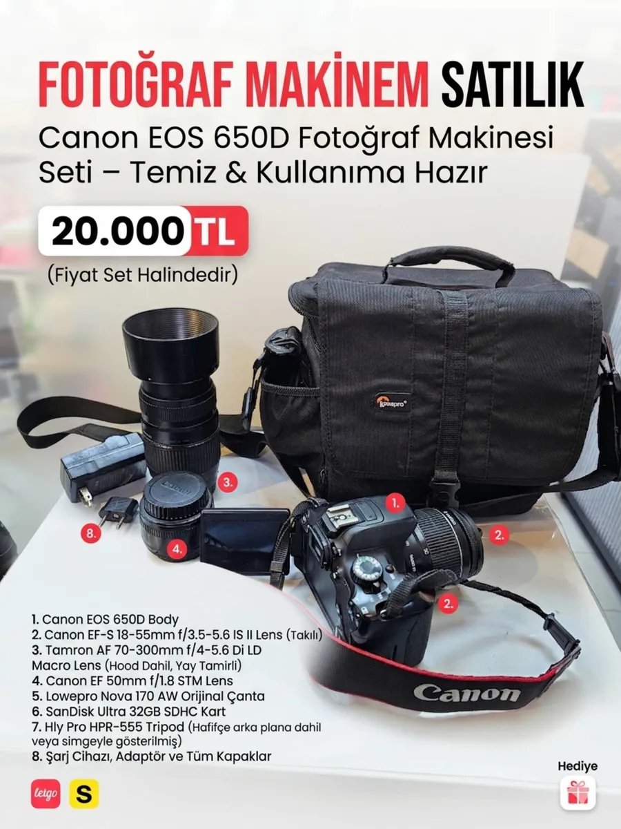TEMİZ CANON 650D FOTOĞRAF MAKİNEM İHTİYAÇ FAZLASI. 