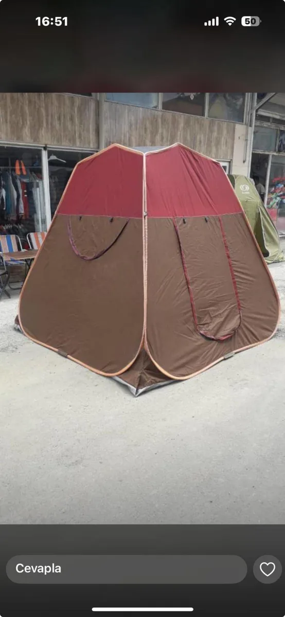 Otomatik Açılır Pop-Up Kamp Çadırı 4-7 Kişilik Kırmızı-Kahverengi