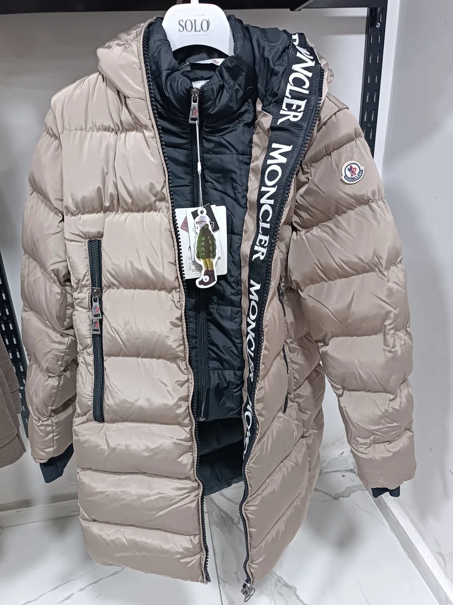 Moncler Beige Siyah Çift Taraflı Kadın Mont Ceket