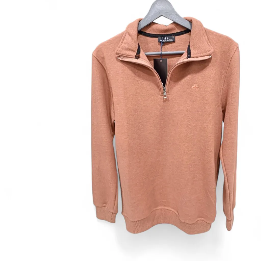 Karaca Marka Mercan Rengi Yarım Fermuarlı Sweatshirt
