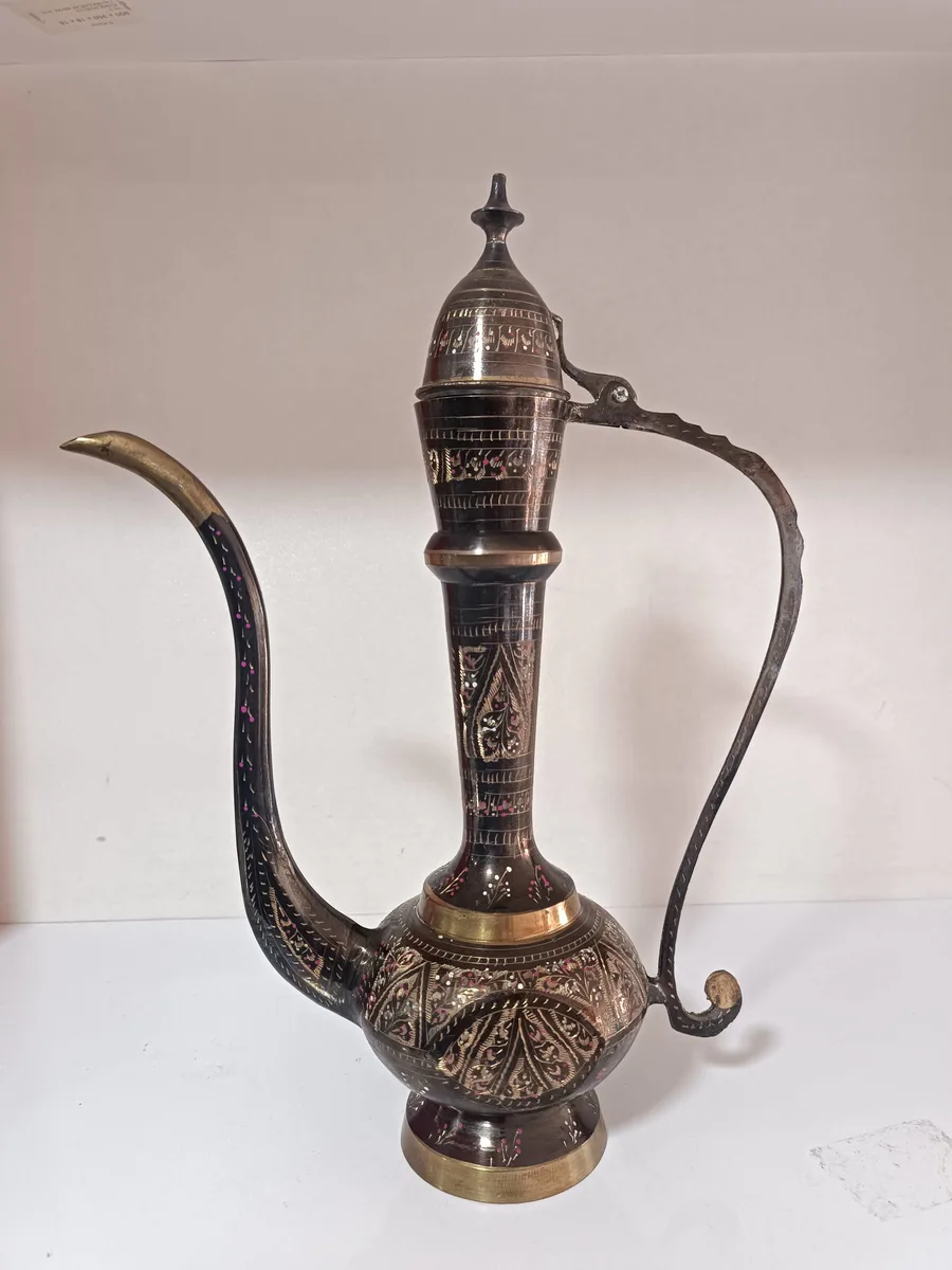 Antika Osmanlı Bakır Ibrik - El İşi Kazıma Detaylı