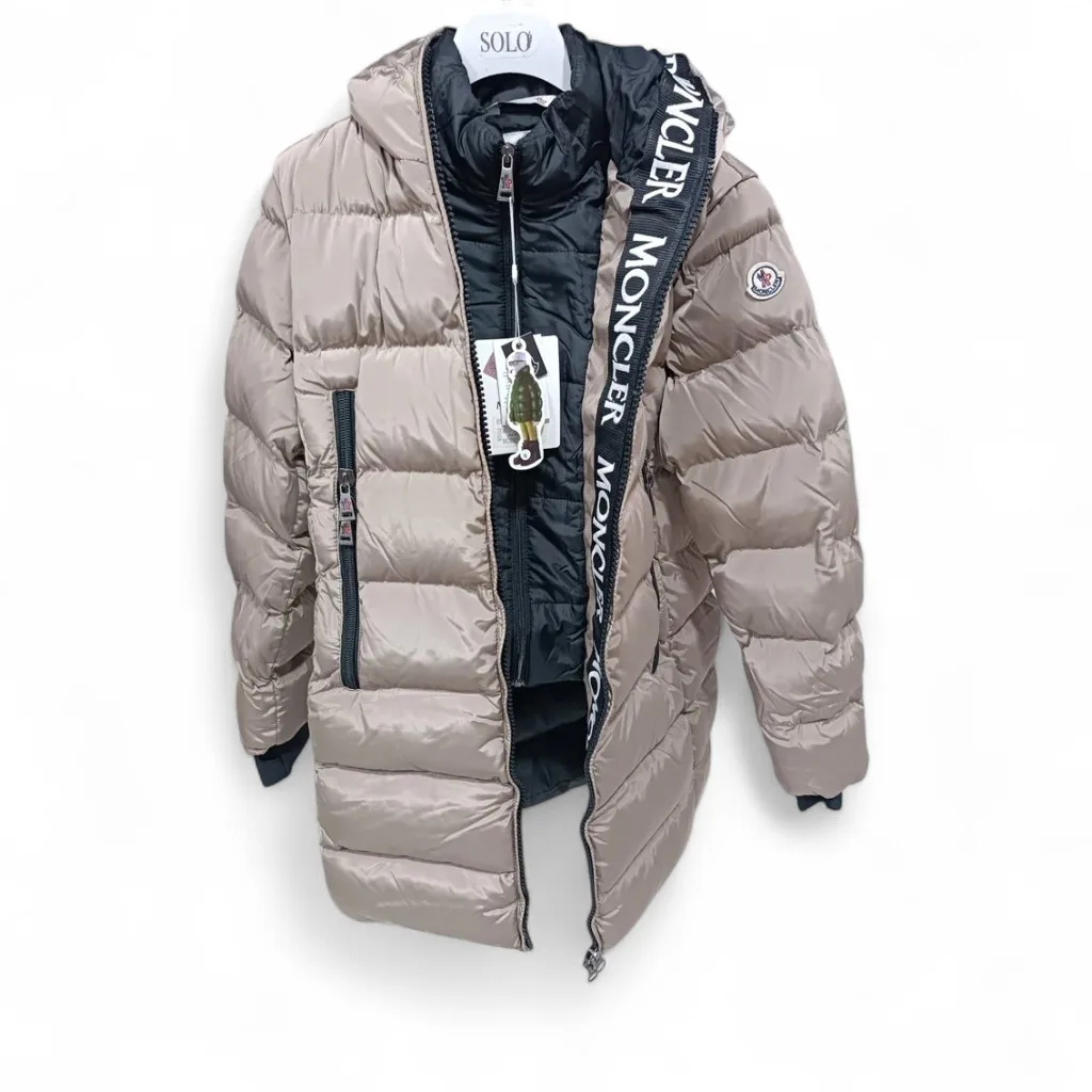 Moncler Beige Siyah Çift Taraflı Kadın Mont Ceket