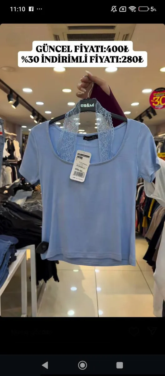 ES&M Kadın T-shirt Dantel Detaylı - 400₺ (Güncel Fiyat)