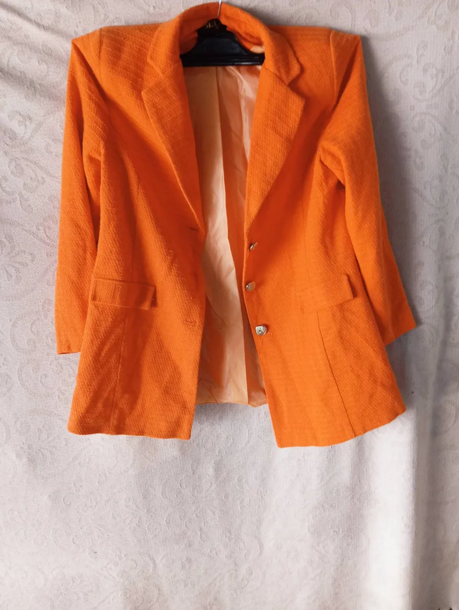 Turuncu Uzun Blazer Ceket Kadın - Kaliteli Kumaş