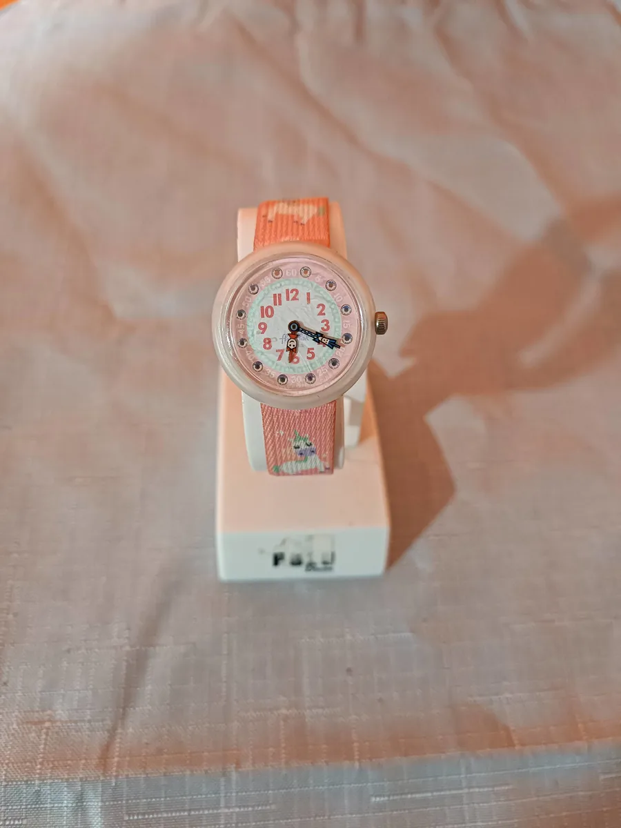 Sıfır Çocuk Saati Pembe Renkli Kumaş Kordonlu