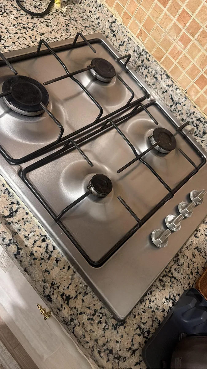 Ankastre Cam Ocak 4 Gözlü Beyaz Renk - Sabit Gaz Soba Çelik Davlumbaz Örgüsü İlke