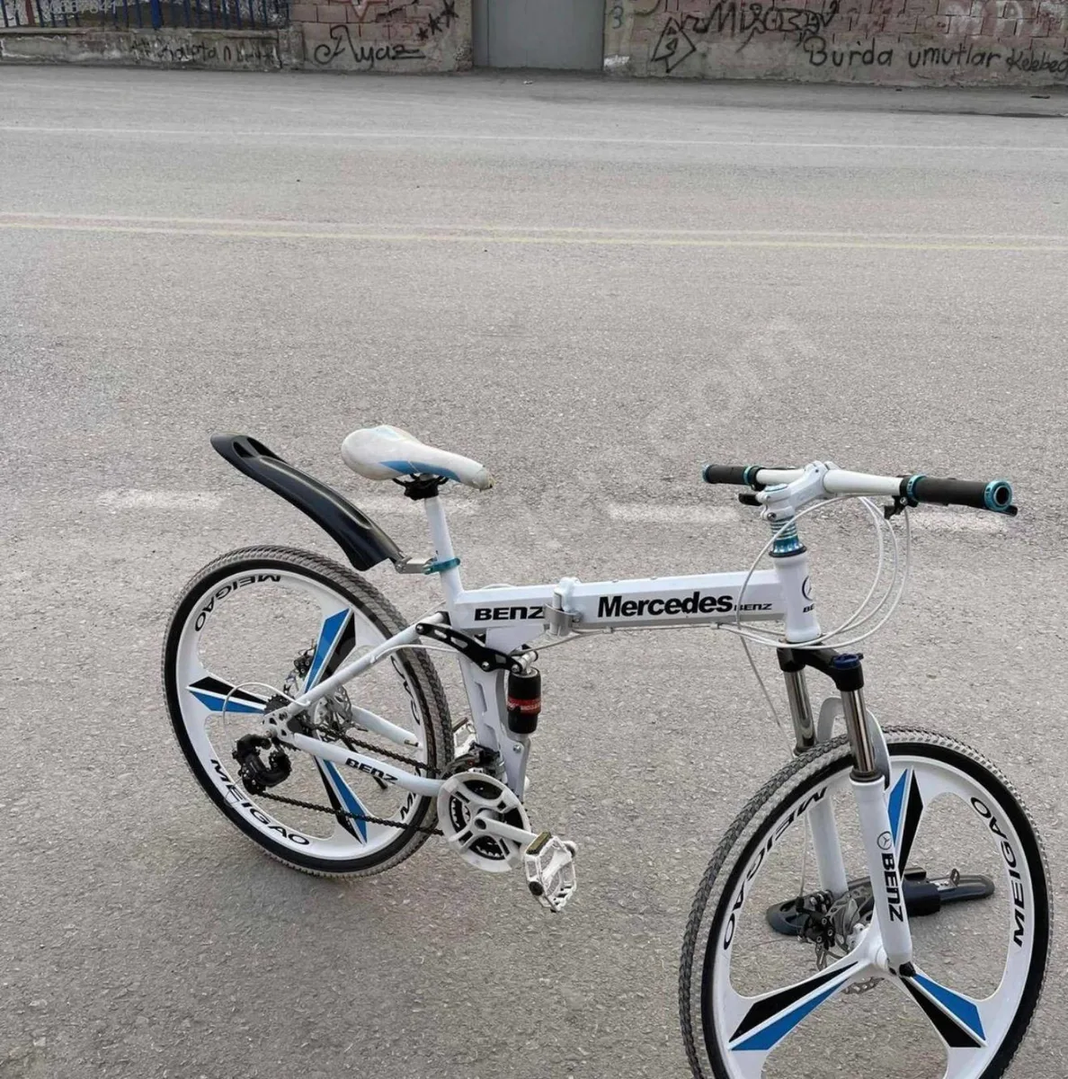 Mercedes-Benz Katlanır Bisiklet - Beyaz/Mavi - 21 Vites