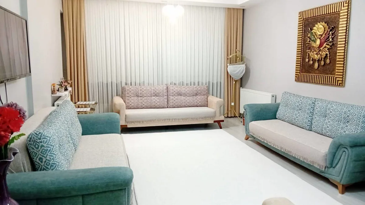 3'lü Kanepe ve 2'li Koltuk Seti - Modern Tasarım - Turkuaz ve Bej Renkleri