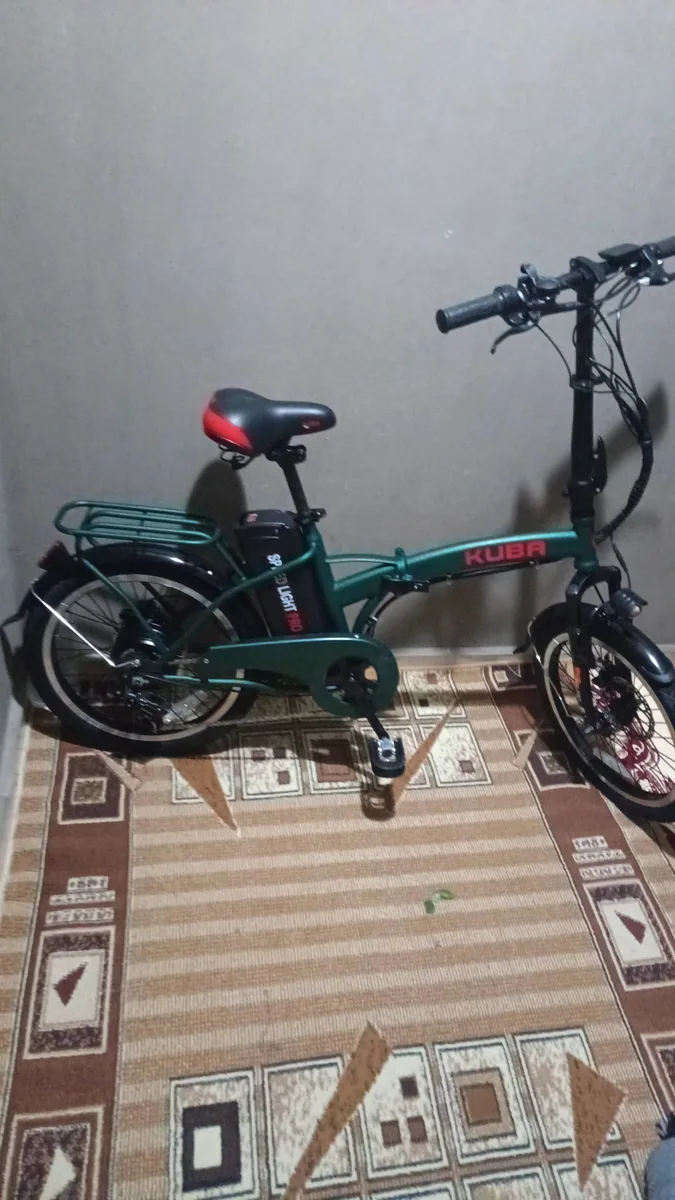 Kuba Elektrikli Katlanır Bisiklet - Yeşil Renk, LED Işık, Şehir Kullanımı