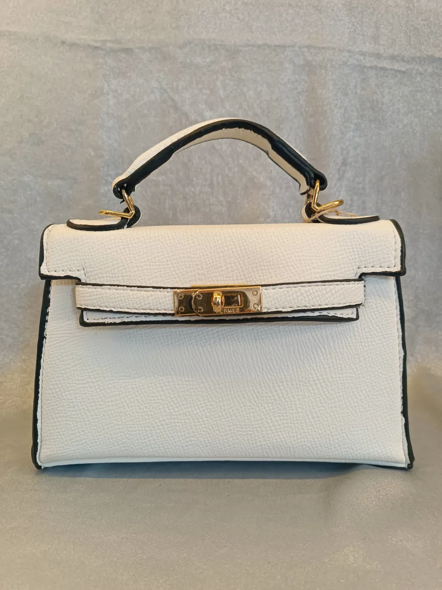 Hermes Mini Kelly White Leather El çantası