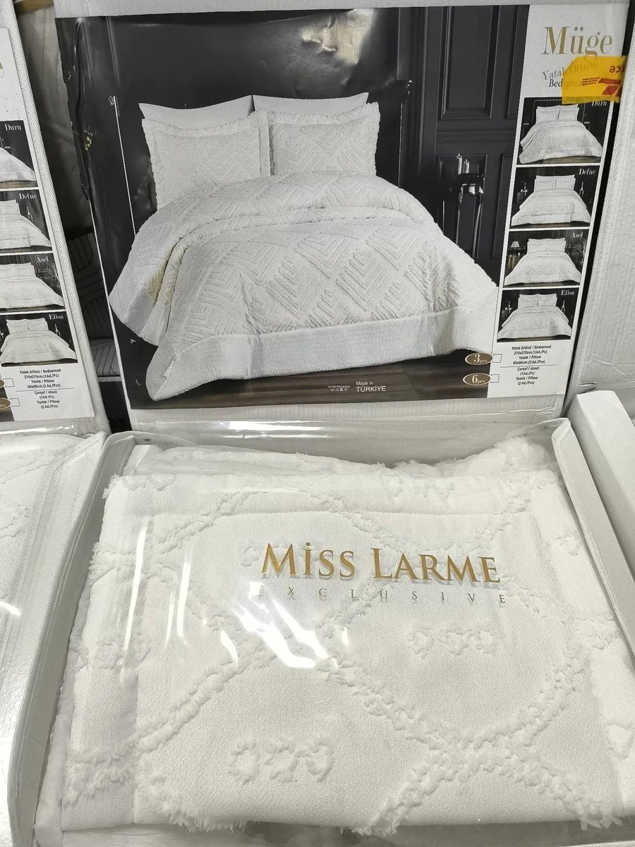 Miss Larme Exclusive Çift Kişilik Yatak Örtüsü Takımı - Beyaz Renk