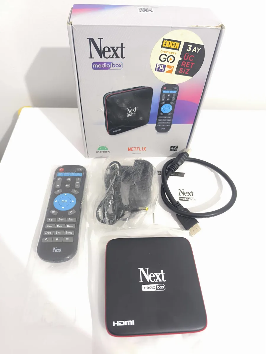 Next Mediabox 4K Android 10 Netflix IPTV Set Top Box - Kumanda ve Kablolar Dahil
