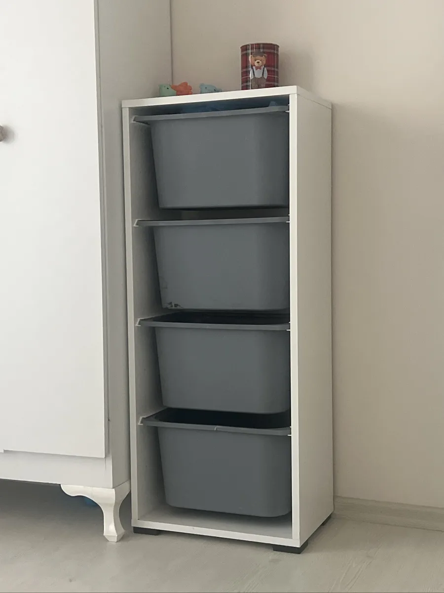 Beyaz Renkli 4 Çekmeceli Plastik Saklama Ünitesi - Ev Organizasyonu