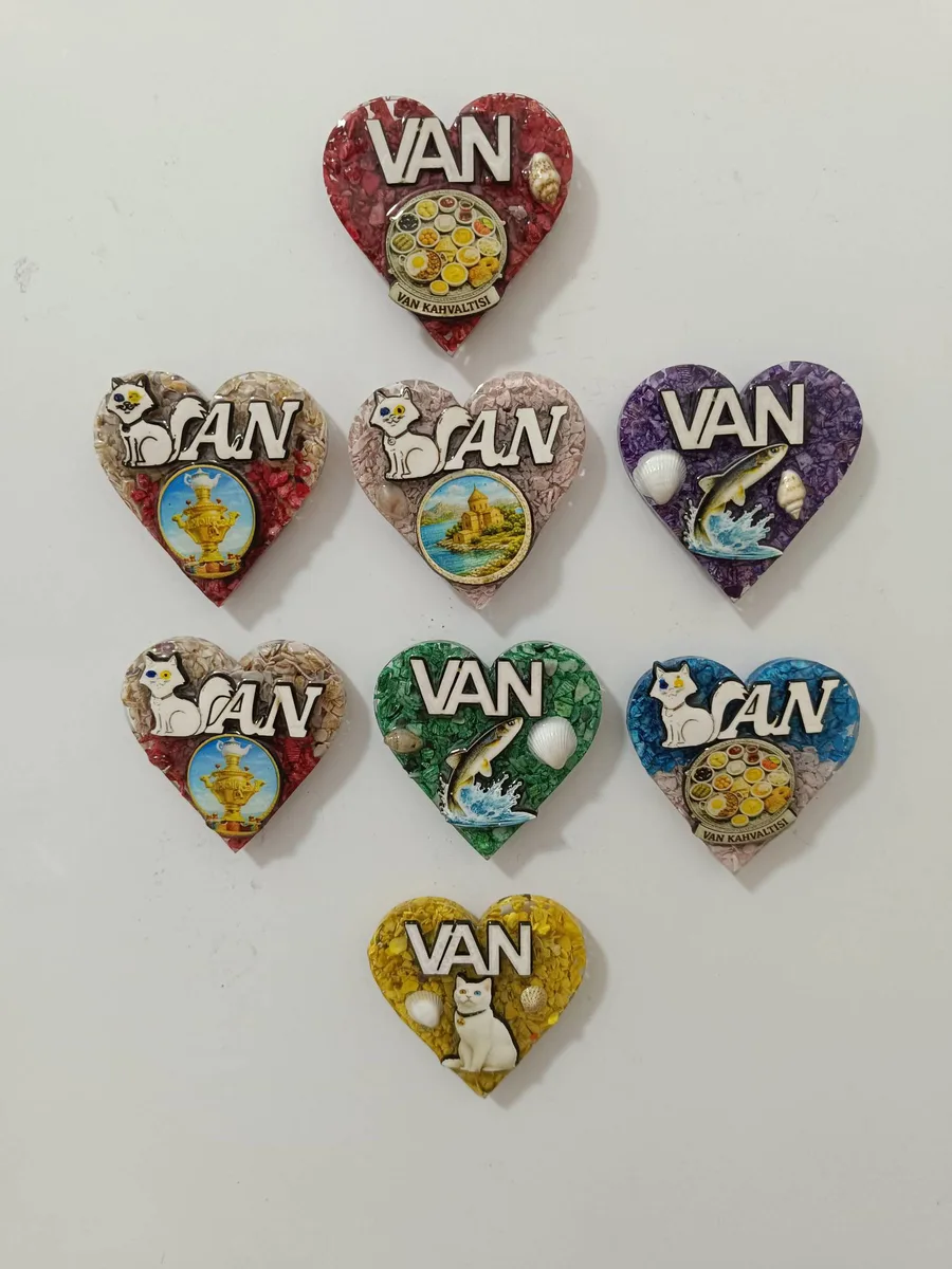 Van Türkiye Turizm Hatıra Magnet Seti 9 Parça - Kedi ve Kültürel Motifleri