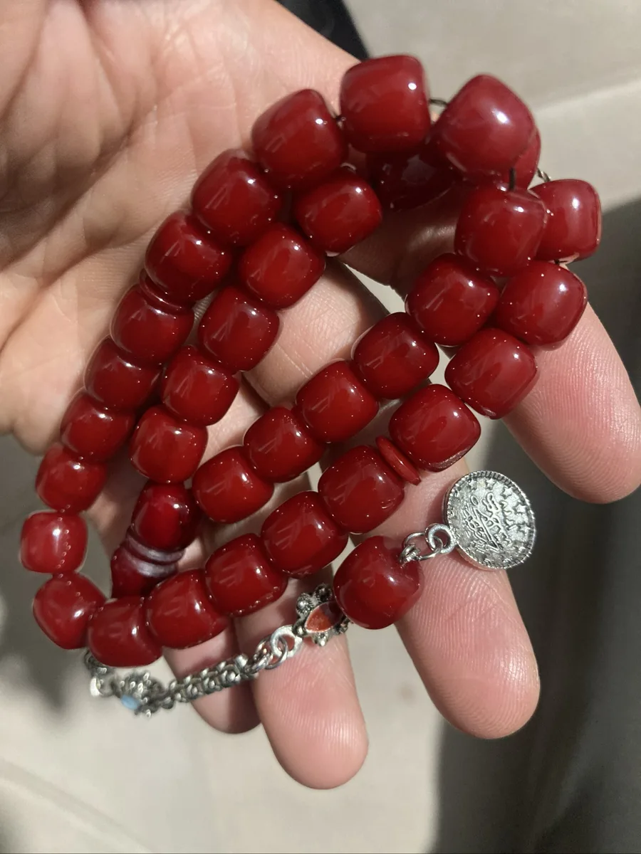Doğal Kırmızı Akik Boncuk Bileklik Gümüş Charm Antikası