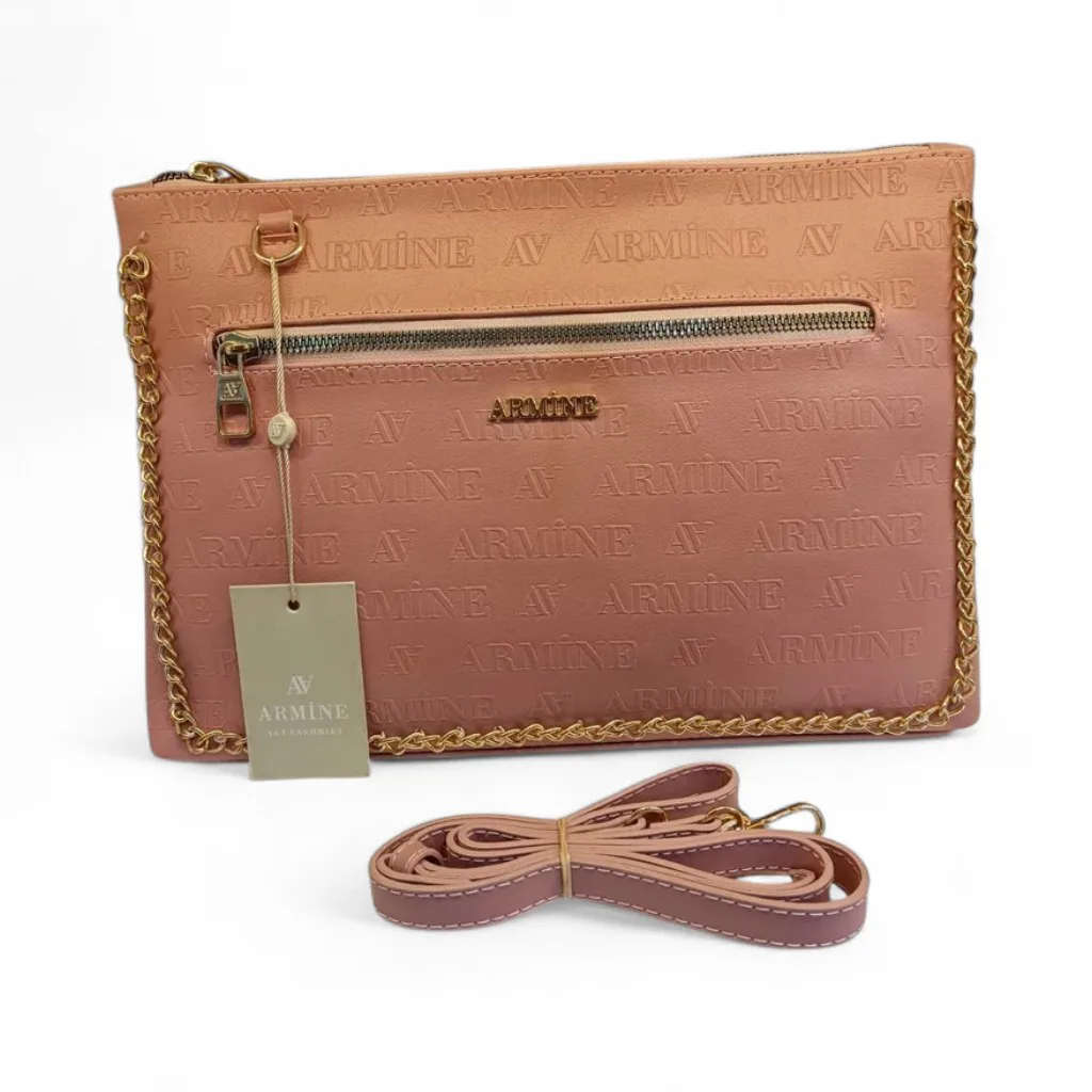 Armine Pembe Zincir Askılı Clutch Çanta