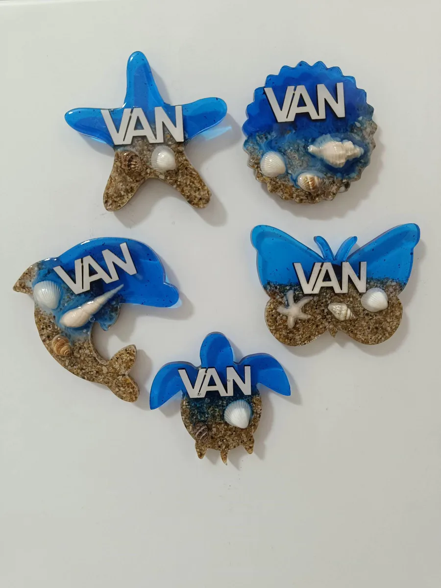 VAN Yazılı 5 Adet Deniz Temalı Magnet Koleksiyonu - Yıldız, Kabuk, Kelebek